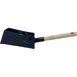 Kolenschep met houten handvat - 17x11 cm - zwart - metaal - hittebestendig - 38 cm