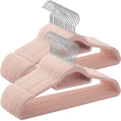 Hoppa! Anti-Slip Kledinghangers 50 Stuks - Roze - Fluweel