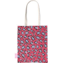 BEACHLANE - Katoenen tasje - Canvas Tote Bag Shopper - Luipaard / Leopard print Rood - Schoudertas / Boodschappen tas