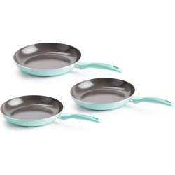 VitaVerde Expert koekenpannenset Ø 20cm + Ø 24cm + Ø 28cm - turquoise - inductie - PFAS-vrij