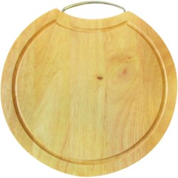 Beuken Snijplank rond met stalen beugel 25,5 x 1,5 cm