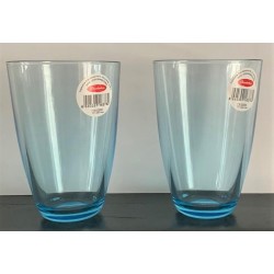 6 stuks waterglazen Licht  blauw getint