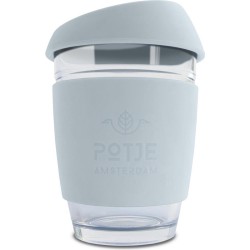 Potje Amsterdam Java Mist Blue  330ML – Re-usable Glass Cup – Koffie en Thee to go – Ideaal voor kantoor thuis en onderweg – Echt glas – Koffiebeker – Theebeker – Herbruikbaar