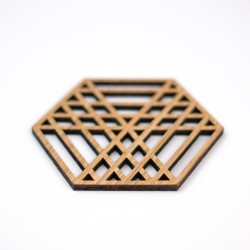 Houten geometrisch onderzetter set – Hexa