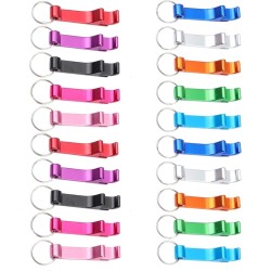 Coolty 20 stuks flesopeners met sleutelhanger, metalen sleutelhanger, bieropener, 10 kleuren