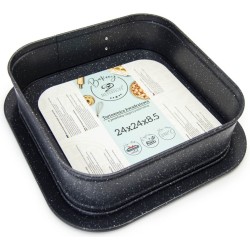 Meyerhoff Bakery vierkante springvorm/ bakvorm met opstaande rand 24 x 24 x 8,5 cm antraciet marmer - Met non stick coating