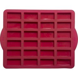 Rechthoekige siliconen bakvorm cake 31,2 x 23,5cm voor 24 mini Financiers 5,6 x 2,5 cm (minigebak) Rood | cakevorm met handgrepen | cakevormen | anti-aanbaklaag SILIFIN-PRO