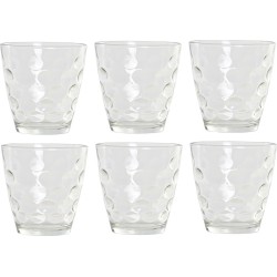 24x Stuks transparante waterglazen/drinkglazen cirkels relief 400 ml van glas - Keuken/servies basics