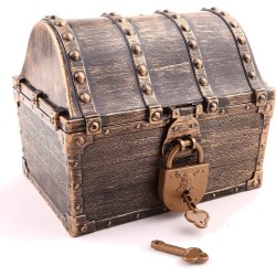Sincere Party Groot formaat draagbare plastic bronzen piraat schatkist piraat partij goody box, leraar klaslokaal beloningen opbergdoos met 2 sloten en 4 sleutels in grootte van 16cmX12cmX13.3cm