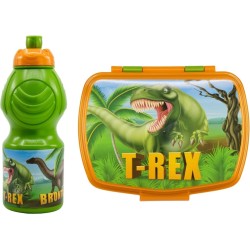 Dinosaurus - Broodtrommel - Lunchbox - Drinkbeker aluminium - Lunchset - T-rex - Dino - Tyrannosaurus rex