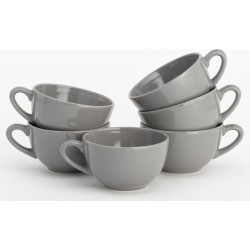 Lite-Body  Hermes  Soepkom met oor - Set van 6 stuks - 12 cm/30 cl - Aardewerk - Grijs