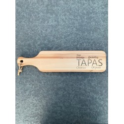 Tapasplank - serveerplank - borrelplank - kaasplank - hapjesplank - hapje, drankje, gezellig, tapas, kaas, chorizo, olijven -50cm x 12cm x 2cm - cadeau - housewarming - gepersonaliseerd - hout - leuke quote - laser - gegraveerd