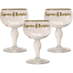 Trappistes Rochefort Bierglas - 33cl (Set van 3) - Origineel glas van de brouwerij - Glas op voet - Nieuw