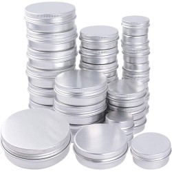 30 stuks potjes aluminium set met schroefdeksel, crèmeblikjes rond leeg blikjes voor lippenbalsem blikjes, kleine aluminium blikjes, schroefdop, deksel, Kerstmis, zilver, 15ml+30ml+60ml