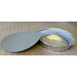 Aluminium schaal rond met deksel 23x23x5cm per 125 stuks