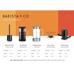 Barista & Co Plunger Corral - Voor 8 koppen - 1 Liter - Zwart