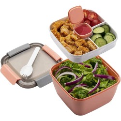 MUJUZE Lunchbox met onderverdeling vakken, broodtrommel voor volwassenen en kinderen, duurzaam, lekvrij, vaatwasmachinebestendig, brooddoos, kleuterschool, bentobox voor school, werk, picknick, reizen (roze)