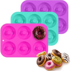 Boxiki Kitchen Siliconen donutvorm Premium niet-stick donutvorm voor het bakken van bagels en verschillende bakvormen traktaties | Pack van 3 Donut bakplaat