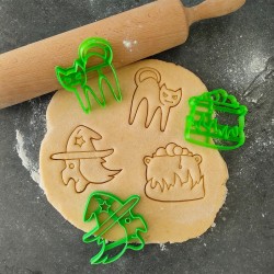 Koekjesvorm | 3-delige set | Halloween | Heks - Kat - Heksenketel | Cookie cutter | Uitsteekvorm | Bakvorm | 8cm