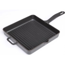 Gietijzeren vierkante grillpan mat zwart, 25cm - Sürel