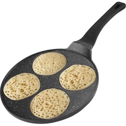 BIKO - Crêpemaker - Pancake -  Pannenkoeken - Flensjespan - 4 Kop Marmeren Anti Aanbaklaag - Zwart