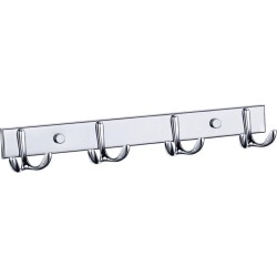 WillieJan Garderobe Haken HI-2204A - 4 x 2 Haken op Rij - Kleding Haken - Handdoekhaken - Verchroomd RVS