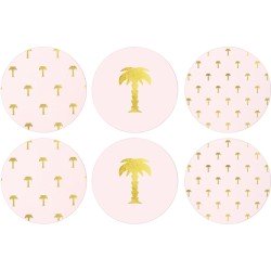 &Klevering - Onderzetters - set van 6 - roze - palm