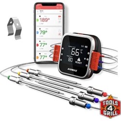 Tools4grill / AidMax Vleesthermometer  – Bluetooth met App – Digitale Kernthermomter – Thermometer geschikt voor BBQ, Oven & Grill – Waterbestendig – Incl. Batterijen - Geleverd met 2 sondes en uitbreidbaar