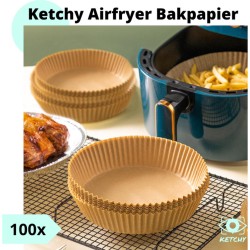 Ketchy Airfryer wegwerpbakjes - 100 Stuks - Heteluchtfriteuse Bakpapier - Airfryer Accesoires - 20cm - Heteluchtfriteuse Wegwerpbakjes 100 Stuks -  Geschikt Voor AirFryer Wegwerpbakjes - Bakpapier - Wegwerp Bakjes (100 stuks!)