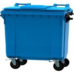 4 wiel container 660 liter blauw