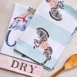 Yvonne Ellen - Animals - Theedoeken Set - Elephant & Zebra