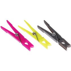 120x Stuks wasknijpers grijs, lime groen en roze 7,5 cm van kunststof - Was ophangen - Was knijpers