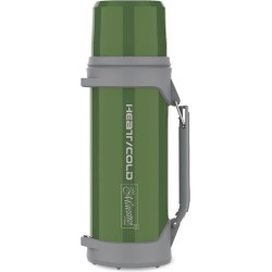 Maestro - Thermos 1L | Geïsoleerde Fles met Drinkbeker 350ml | Drukknop | Draagriem Geïsoleerde Fles Roestvrij Staal 304 + Plastic voor Warme of Koude Dranken (Groen)