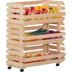 Furniture Limited - Groentetrolley 77x30x80 cm massief grenenhout