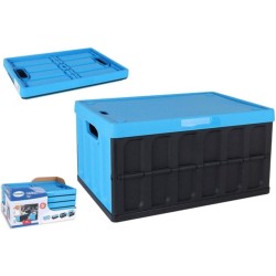 Clever Storage Vouwkrat met deksel - Blauw - Stapelbaar, Met deksel, Opvouwbaar - 62 liter (59.5 x 39 x 31.5 cm)