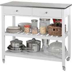 Mara Keukentrolley - Opbergtrolley - Keukenkast - 2 Lades - Wit - 100 x 45 x 92 cm