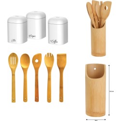 Keuken accessoires – Thee Koffie Suiker opbergdozen – Houten spatels set – Keukengerei set