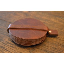 Onderzetters van leer - set van 6 stuks - bruin