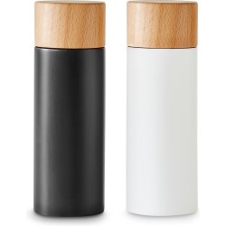 Kitchen Crew Zout en Pepermolen Set van 2 | Berkenhout in scandinavisch design - Zwart/Wit