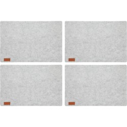 12x stuks rechthoekige placemats met ronde hoeken polyester licht grijs 30 x 45 cm - Placemats/onderleggers - Tafeldecoratie