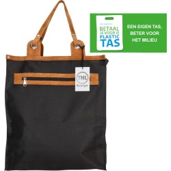 THL Design - Sterke Boodschappentas - Shopper - Leren Handvatten - Zwart