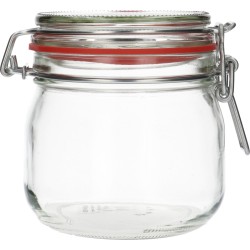 1 x 634 ml glazen Weckpot rond transparant, 502g - hervulbaar - breekbaar - recyclebaar