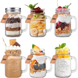 Smiths Mason Jars Mini Mason Jar Shot Bril Set van 6 Dessertglazen 4 oz of 120 ml elk, Geweldig voor sausopslag, Ginger Shot glazen en met Gift tag voor fruitconserven en inblikken,