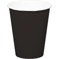 16x stuks drinkbekers van papier zwart 350 ml - Uni kleuren thema voor verjaardag of feestje