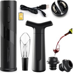 Elektrische Kurkentrekker - USB Oplaadbare Flessenopener - Wijnopener - Wijntopper - Wijnpomp - Luxe Wijn Accessoires Set 7 In 1