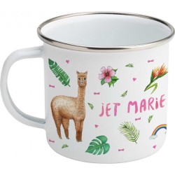 Emaille mok met naam - Luipaard zebra alpaca - Gepersonaliseerde drinkbeker - kraamcadeau - Dieren in aquarel - Geschilderd door Mies