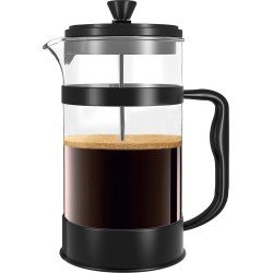 French Press koffiezetapparaat- draagbare cafetière met drievoudige filters- hittebestendig glas met roestvrijstalen behuizing- grote karaf- 1000 ml