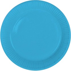 16x stuks party gebak/eet bordjes van papier blauw 23 cm - Uni kleuren thema voor verjaardag of feestje