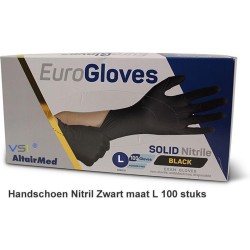 Handschoen Wegwerp Nitril Zwart 100st maat L