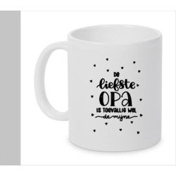Bedrukte mok met de tekst: Liefste Opa, Vaderdag, Beker met tekst, Mok voor opa, Gesublimeerde mok voor opa